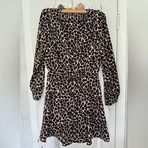 Zara short dress, giraffe print dark brown and tan size M